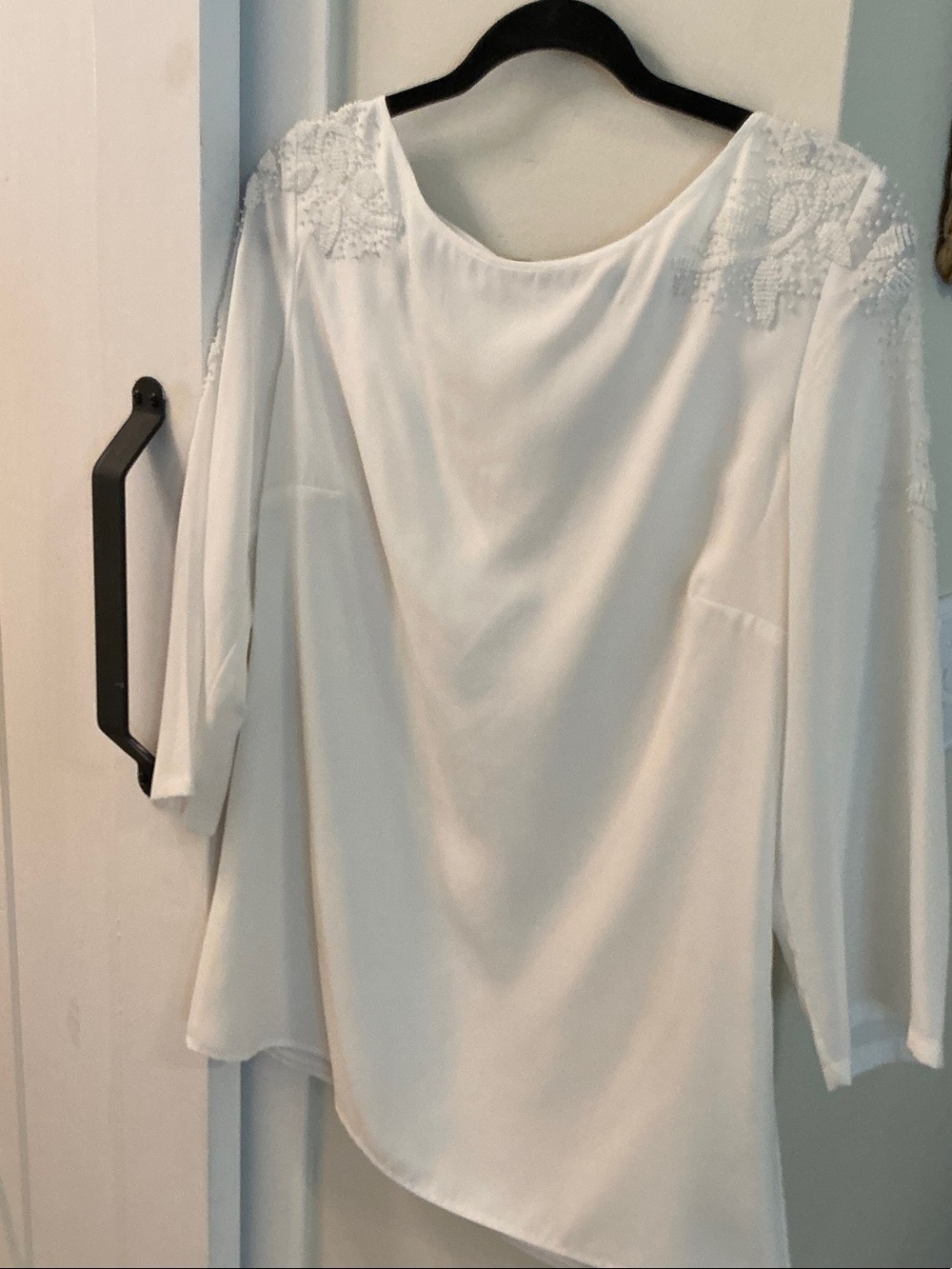 ANTONIO MELANI White Beaded Shoulder Blouse